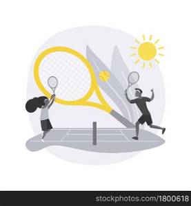 Tennis camp abstract concept vector illustration. Summer sport camp, tennis academy, junior training, kids specialty vacation program, physical activity, private instructor abstract metaphor.. Tennis camp abstract concept vector illustration.