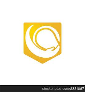 Tennis care vector logo design. Tennis insurance logo design concept. 