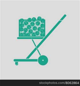 Tennis cart ball icon. Gray background with green. Vector illustration.