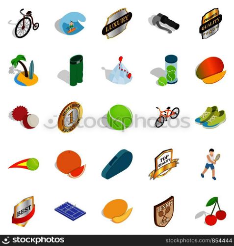 Tennis championship icons set. Isometric set of 25 tennis championship vector icons for web isolated on white background. Tennis championship icons set, isometric style