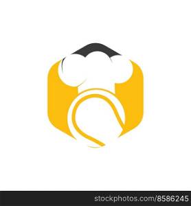Tennis chef vector logo design. Tennis ball and chef hat icon design. 