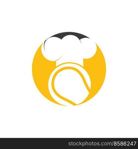 Tennis chef vector logo design. Tennis ball and chef hat icon design. 