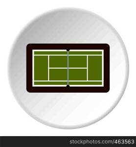Tennis court icon in flat circle isolated vector illustration for web. Tennis court icon circle