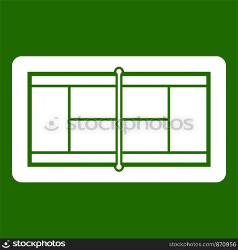 Tennis court icon white isolated on green background. Vector illustration. Tennis court icon green