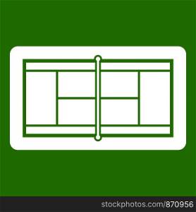 Tennis court icon white isolated on green background. Vector illustration. Tennis court icon green