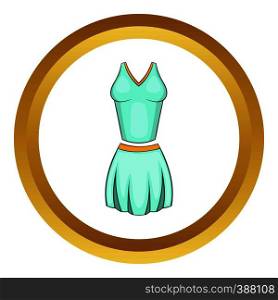 Tennis female form vector icon in golden circle, cartoon style isolated on white background. Tennis female form vector icon