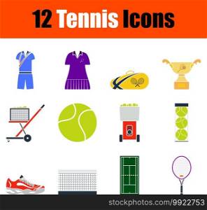 Tennis Icon Set. Flat Design. Fully editable vector illustration. Text expanded.