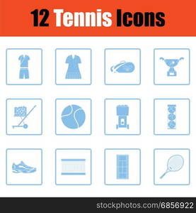 Tennis icon set. Tennis icon set. Blue frame design. Vector illustration.