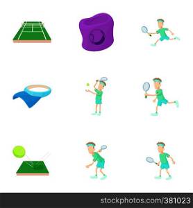 Tennis icons set. Cartoon illustration of 9 tennis vector icons for web. Tennis icons set, cartoon style