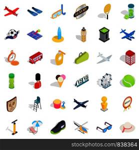 Tennis icons set. Isometric style of 36 tennis vector icons for web isolated on white background. Tennis icons set, isometric style