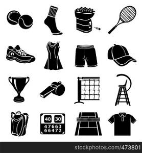 Tennis icons set. Simple illustration of 16 tennis icons set vector icons for web. Tennis icons set, simple style