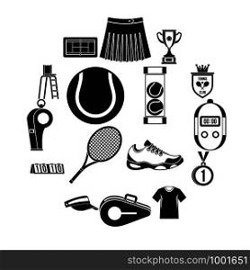 Tennis icons set. Simple illustration of 16 tennis vector icons for web. Tennis icons set, simple style