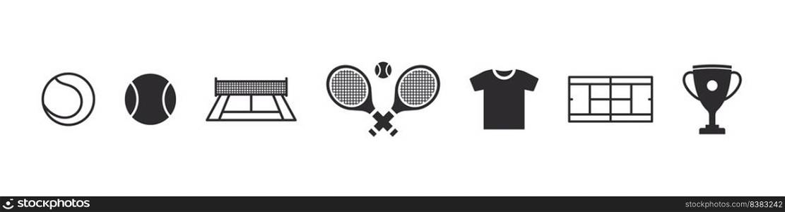 Tennis icons set. Tennis signs. Tennis elements for design. Vector icons
