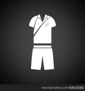 Tennis man uniform icon. Black background with white. Vector illustration.