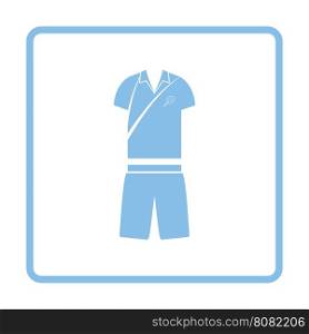 Tennis man uniform icon. Blue frame design. Vector illustration.