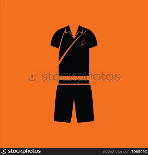 Tennis man uniform icon. Orange background with black. Vector illustration.