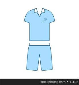 Tennis Man Uniform Icon. Thin Line With Blue Fill Design. Vector Illustration.
