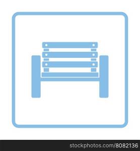Tennis player bench icon. Blue frame design. Vector illustration.