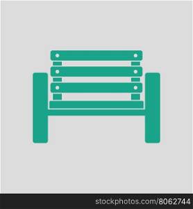 Tennis player bench icon. Gray background with green. Vector illustration.