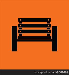 Tennis player bench icon. Orange background with black. Vector illustration.