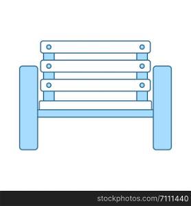 Tennis Player Bench Icon. Thin Line With Blue Fill Design. Vector Illustration.