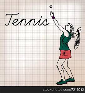 Tennis players sketch illustration