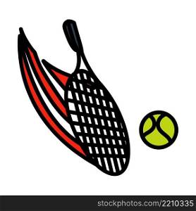 Tennis Racket Hitting A Ball Icon. Editable Bold Outline With Color Fill Design. Vector Illustration.