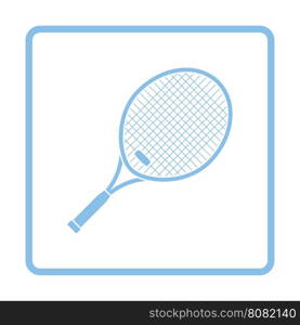 Tennis racket icon. Blue frame design. Vector illustration.
