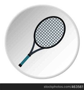 Tennis racket icon in flat circle isolated vector illustration for web. Tennis racket icon circle