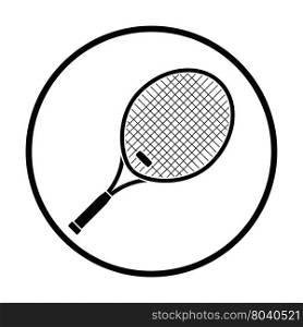 Tennis racket icon. Thin circle design. Vector illustration.