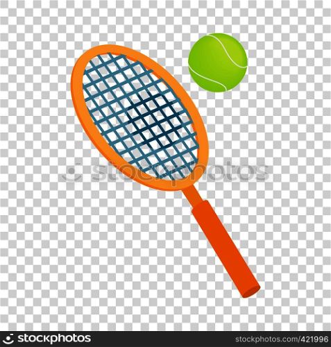 Tennis racket with a tennis ball isometric icon 3d on a transparent background vector illustration. Tennis racket with a tennis ball isometric icon