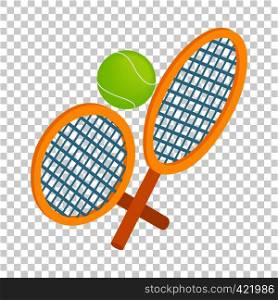 Tennis rackets with ball isometric icon 3d on a transparent background vector illustration. Tennis rackets with ball isometric icon