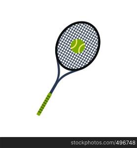 Tennis racquet and ball flat icon isolated on white background. Tennis racquet and ball flat icon
