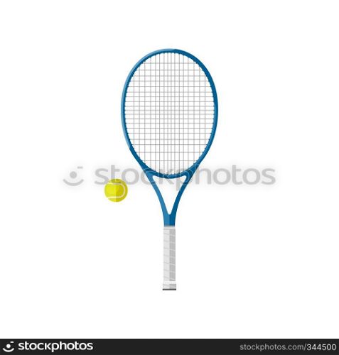 Tennis racquet with ball. Flat icons of tennis equipment.. Tennis racquet with ball