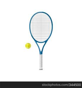 Tennis racquet with ball. Flat icons of tennis equipment.. Tennis racquet with ball