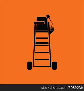 Tennis referee chair tower icon. Orange background with black. Vector illustration.