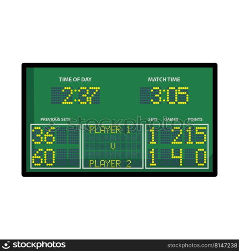 Tennis Scoreboard Icon. Editable Bold Outline With Color Fill Design. Vector Illustration.