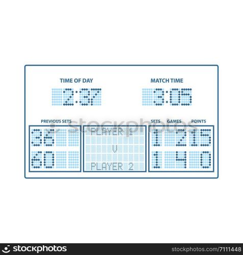Tennis Scoreboard Icon. Thin Line With Blue Fill Design. Vector Illustration.