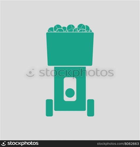 Tennis serve ball machine icon. Gray background with green. Vector illustration.