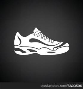 Tennis sneaker icon. Black background with white. Vector illustration.