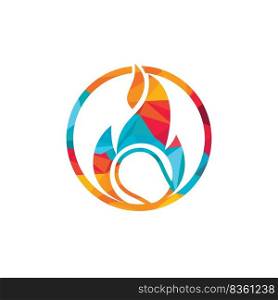 Tennis sports vector logo design. Fire and tennis ball logo icon design template.	