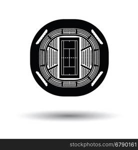 Tennis stadium aerial view icon. White background with shadow design. Vector illustration.