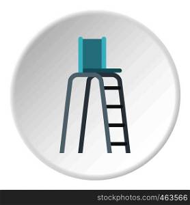 Tennis tower for judges icon in flat circle isolated vector illustration for web. Tennis tower for judges icon circle