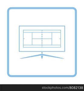 Tennis TV translation icon. Blue frame design. Vector illustration.