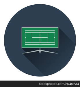 Tennis TV translation icon. Flat color design. Vector illustration.