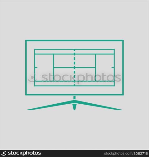 Tennis TV translation icon. Gray background with green. Vector illustration.