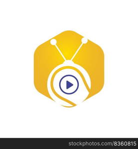 Tennis TV vector logo design template. Tennis ball and play button icon design. 