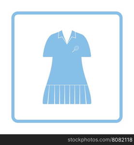 Tennis woman uniform icon. Blue frame design. Vector illustration.
