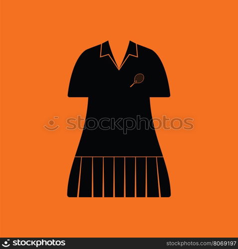 Tennis woman uniform icon. Orange background with black. Vector illustration.