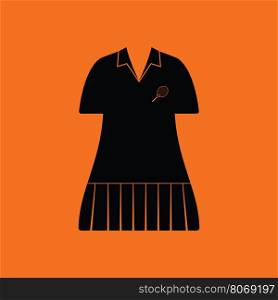 Tennis woman uniform icon. Orange background with black. Vector illustration.